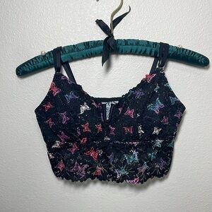 NWT’s PINK Victoria’s Secret Black Lace Bra Bralette Butterflies Women’s Medium